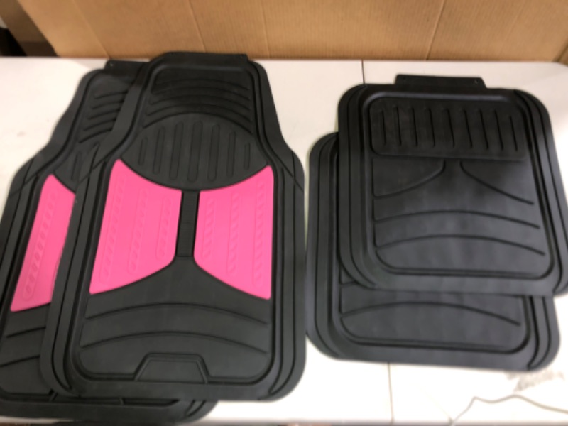 Photo 2 of Automotive Floor Mats Pink Climaproof for All Weather Protection Universal Fit Heavy Duty Rubber fits Most Cars, SUVs, and Trucks, Full Set Trim to Fit FH Group F11313PINK