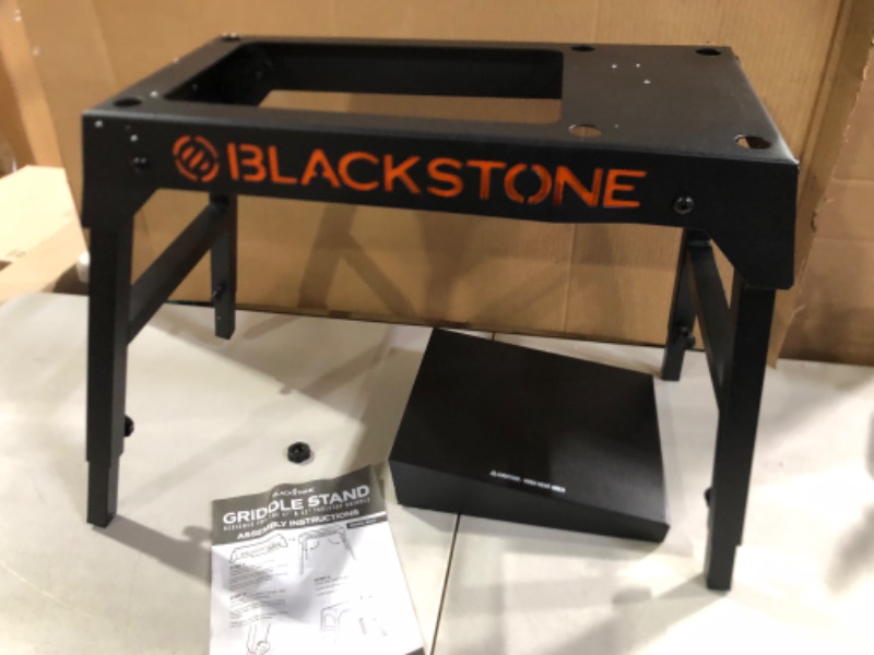 Photo 2 of Blackstone Universal Griddle Stand with Adjustable Leg and Side Shelf - Made to fit 17” or 22” Propane Table Top Griddle – Perfect Take Along Grill Accessories for Outdoor Cooking and Camping (Black)