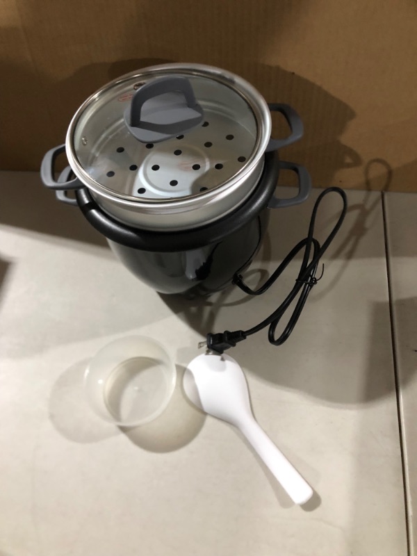 Photo 1 of Aroma Housewares 6-Cup (Cooked) Pot-Style Rice Cooker and Food Steamer, Black ARC-743-1NGB