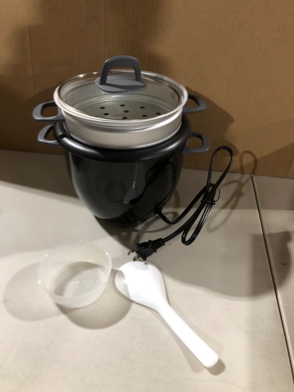 Photo 1 of Aroma Housewares 6-Cup (Cooked) Pot-Style Rice Cooker and Food Steamer, Black ARC-743-1NGB