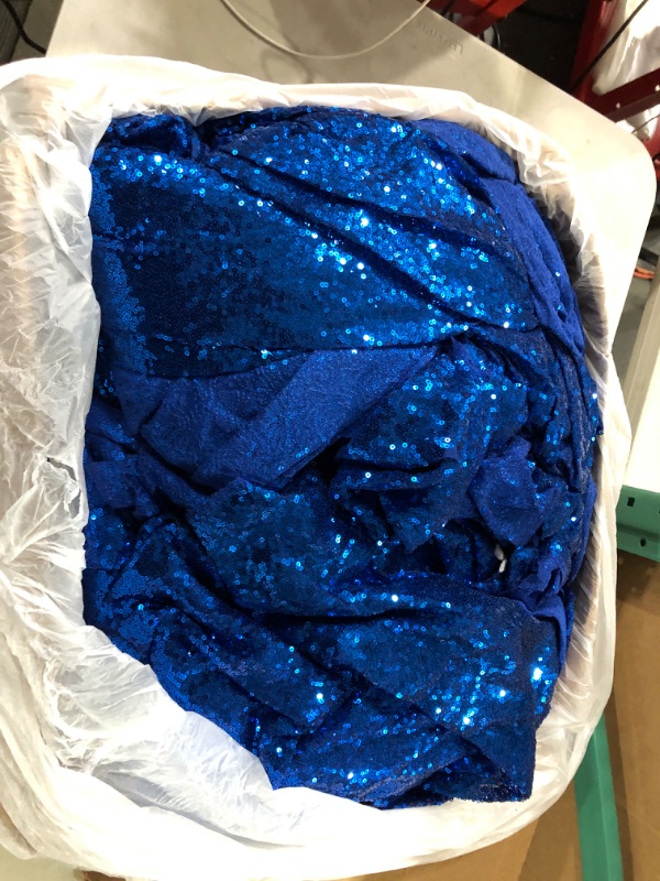 Photo 2 of ShinyBeauty 20ftx10ft Sequins Fabric Backdrop Curtain-Royal Blue 20FTx10FT Royal Blue