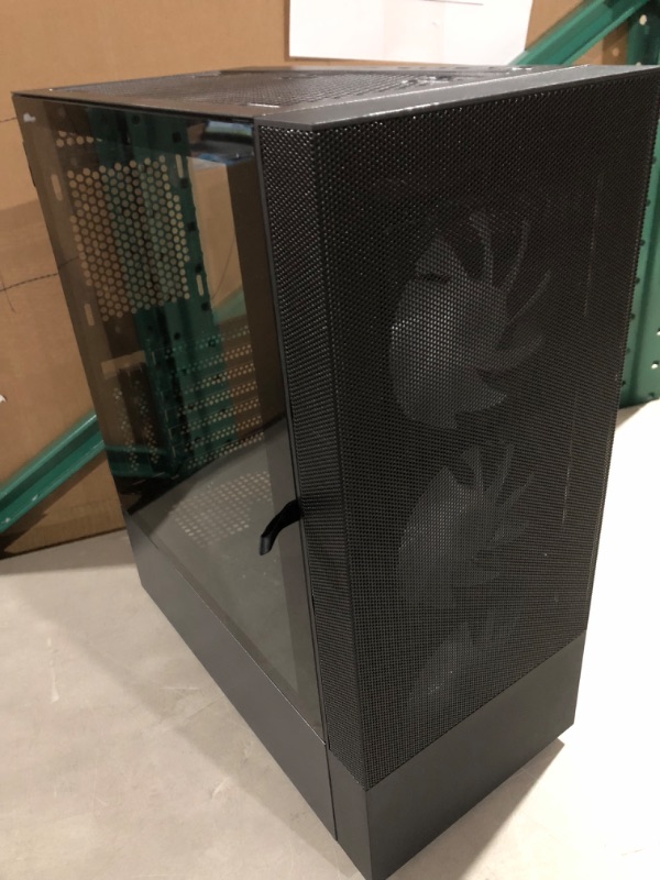 Photo 4 of Vetroo A03 Black Mid-Tower ATX Gaming PC Case, Pre-Installed 3X ARGB&PWM Fans, Door Opening Tempered Glass Panel, High Airflow Mesh Front Panel Computer Case Come with Fan Controller Hub
