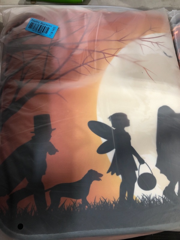 Photo 1 of Cartoon Cute Halloween Shower Curtain Sets, Gerneric 71 Inch X 71 Inch Halloween Bathroom Decorations Set -Shower Curtain with Rugs,Toilet Lid Cover,Bath Mat - Halloween Bathroom Decor with 12 Hooks