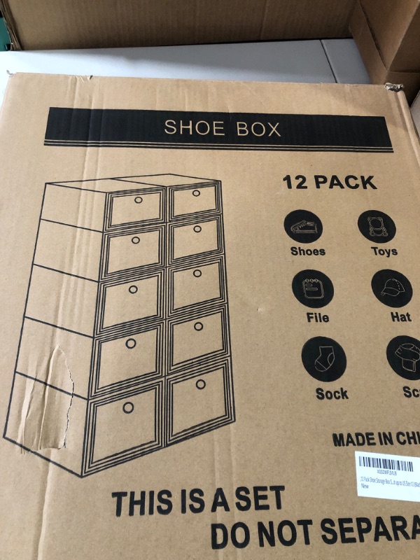 Photo 2 of  Pack Black Shoe Storage Box Stackable Shoe Storage 