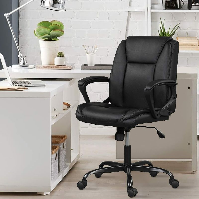 Photo 1 of Executive Desk Leather Office Rolling Computer Chair Brown High Back Heavy Duty