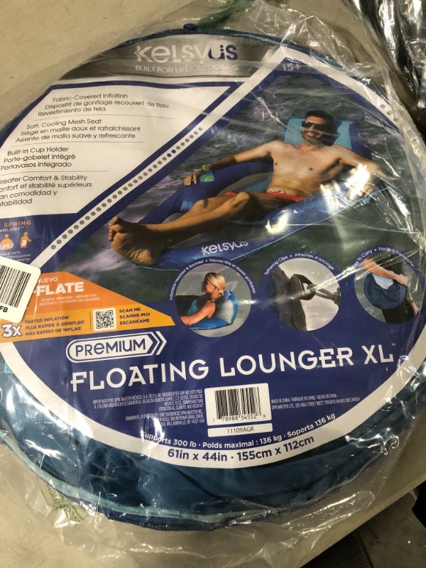 Photo 2 of Kelsyus Premium Floating Lounger XL with Fast Inflation, Inflatable Recliner Chair, Lake & Pool Float for Adults with Cup Holder, Amazon Exclusive & Spring Float Hammock Pool Lounge Chair, Light Blue Lounger Xl Hyper-flate Valve Kelsyus + Chair, Light Blu