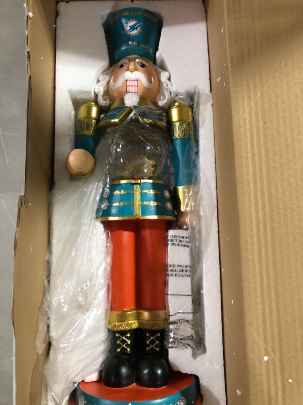 Photo 1 of ***Damaged   -Miami Dolphins Light Up Nutcracker - Pieces are seperated. 
