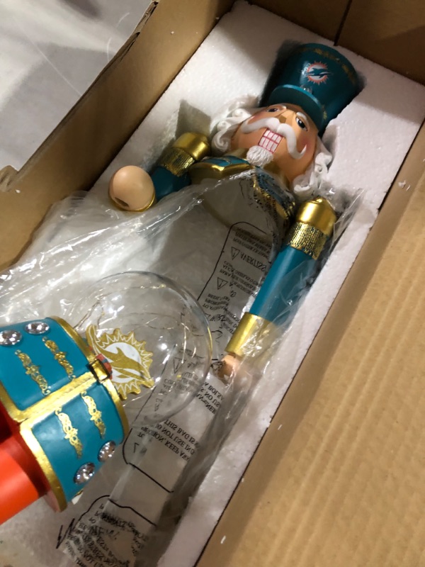 Photo 2 of ***Damaged   -Miami Dolphins Light Up Nutcracker - Pieces are seperated. 
