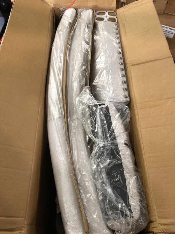 Photo 1 of New - Light Grey -COLAMY Upholstered Parsons Dining Chairs Set of 2, Fabric Dining Room Kitchen Side Chair with Nailhead Trim and Wood Legs