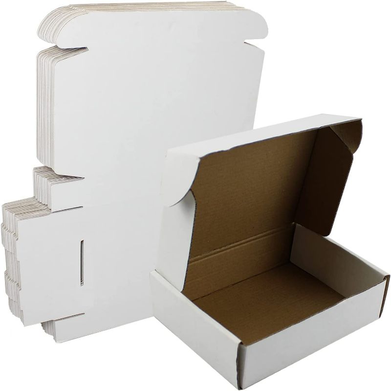 Photo 1 of 7x5x2 inches Small Shipping Boxes, White Corrugated Cardboard Box Mailer Boxes for Shipping Gift Boxes for Mailing 25 Pcs