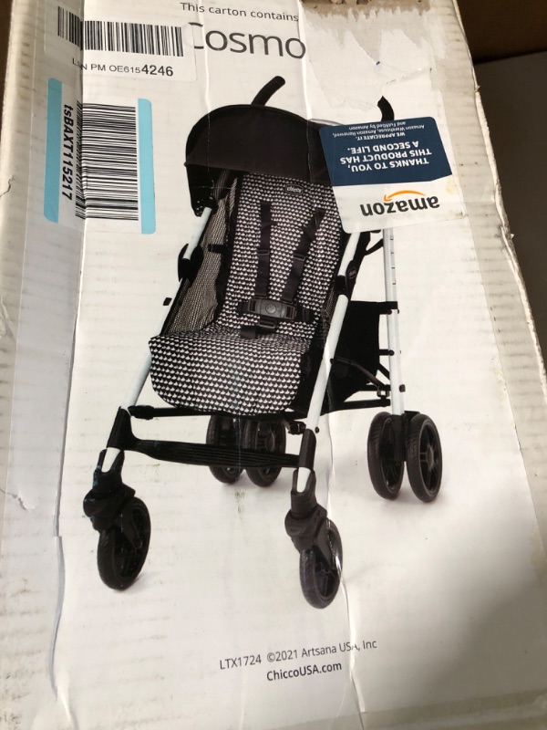 Photo 2 of Chicco Liteway Stroller, Compact Fold Baby Stroller with Canopy, Lightweight Aluminum Frame Umbrella Stroller, for Use with Babies and Toddlers up to 40 lbs. | Cosmo/Black/White