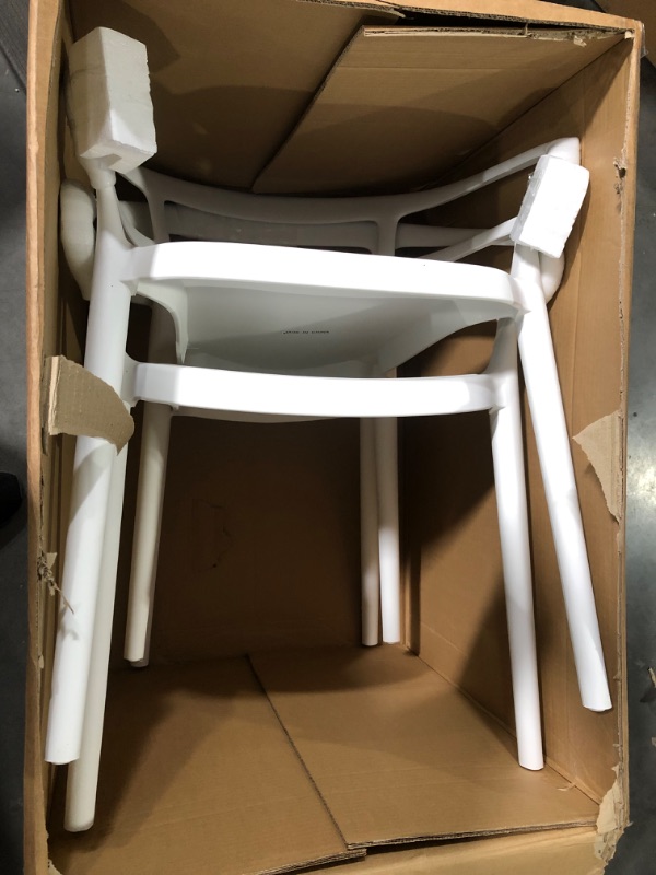 Photo 2 of **NEW** Amazon Basics White, Curved Back Dining Chair-Set of 2, Premium Plastic White Mid-Century Modern