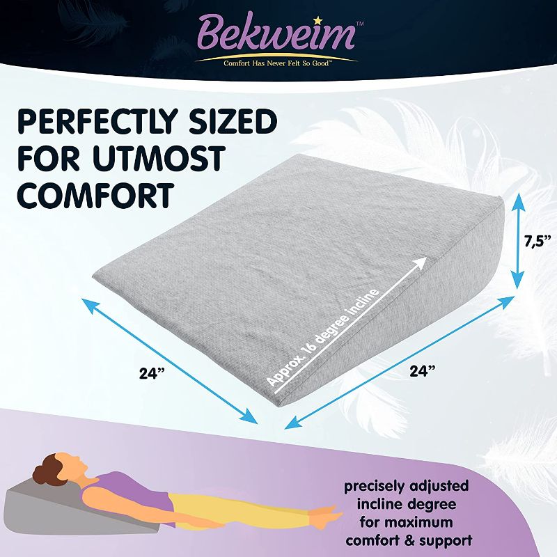 Photo 1 of Bekweim Wedge Pillow for Sleeping | Unique Colors and Curved Design | Memory Foam Bed Wedge Pillow | Support and Relief from Acid Reflux, Back and Neck Pain, Snoring, GERD (Light Grey)