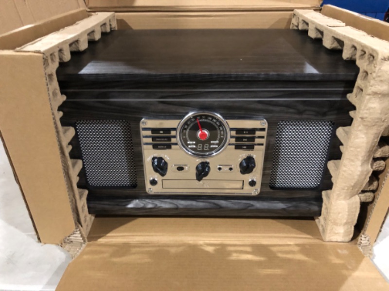 Photo 2 of ***Does not power on - Victrola Nostalgic 6-in-1 Bluetooth Record Player & Multimedia Center with Built-in Speakers -Grey