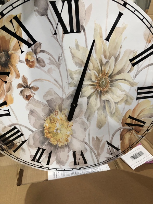 Photo 2 of *New but missing hour hand - DesignQ 'Fields of Gold Watercolor Flower VII' Traditional Wall Clock 29x29