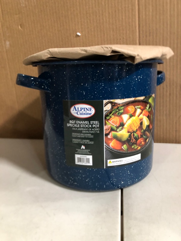 Photo 1 of Alpine Cuisine Enamel Steel Dark Blue Speckle Stock Pot 8-qt with Lid