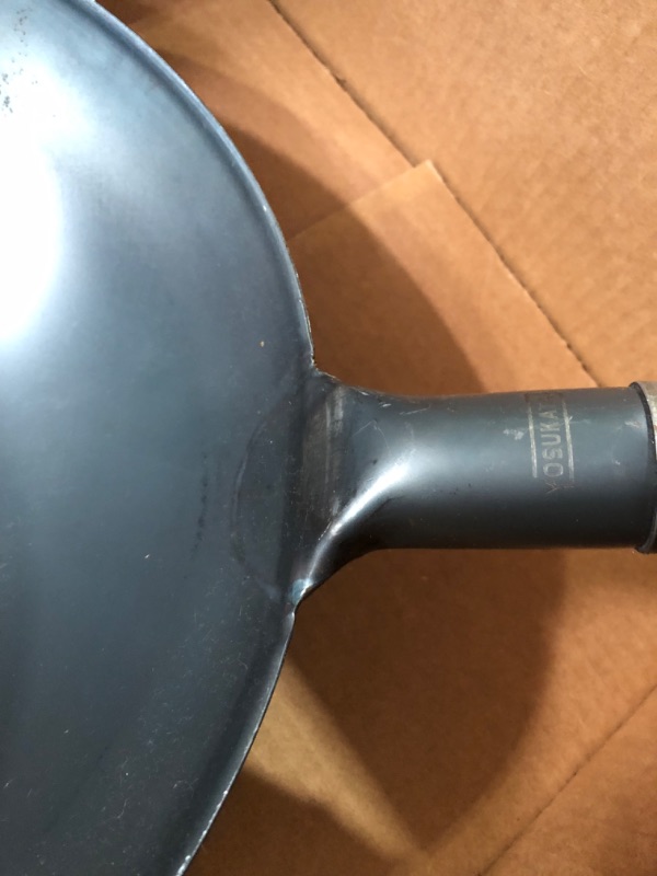 Photo 2 of [USED] YOSUKATA Flat Bottom Wok Pan - 13.5" Blue Carbon Steel Wok - Preseasoned Carbon Steel Skillet - Traditional Japanese Cookware - Carbon Steel Pan for Electric Induction Cooktops Woks and Stir Fry Pans