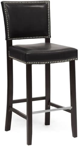 Photo 1 of Baxton Studio Aries Black Modern Bar Stool with Nail Head Trim