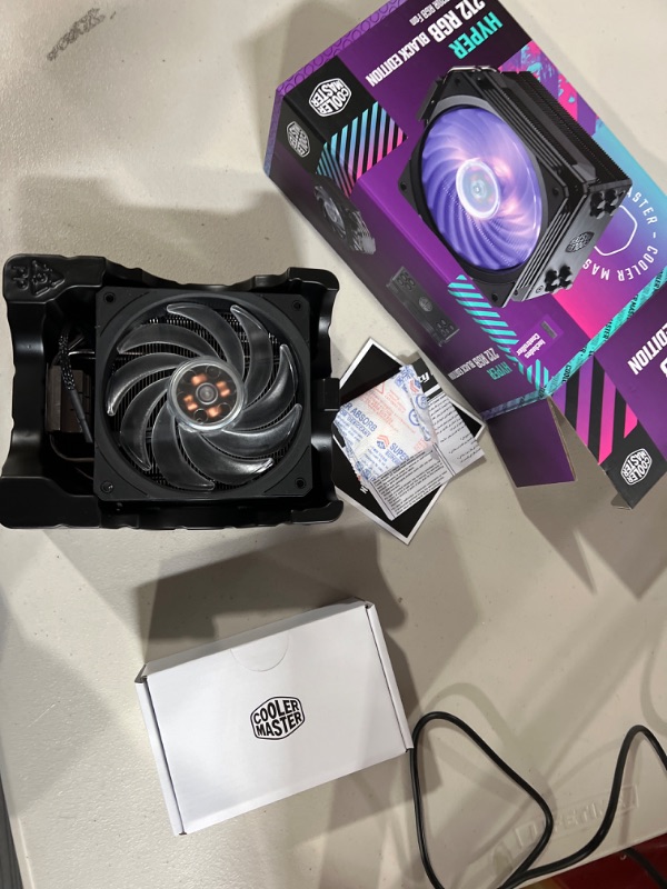 Photo 3 of Cooler Master Hyper 212 Black Edition RGB CPU Air Cooler, SF120R RGB Fan, Anodized Gun-Metal Black, Brushed Nickel Fins, 4 Copper Direct Contact Heat Pipes for AMD Ryzen AM4/Intel LGA1700/1200/1151