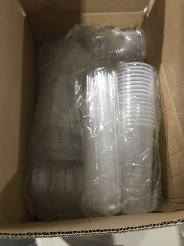 Photo 2 of  20 oz Disposable Clear Plastic Cups with Lids and Straws 20oz