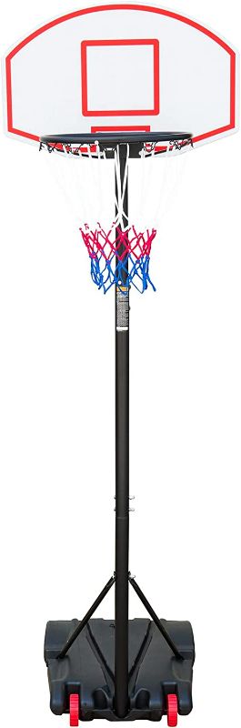 Photo 1 of aokung Teenagers Youth Height Adjustable 5.4 to 7ft Basketball Hoop 28 Inch Backboard 