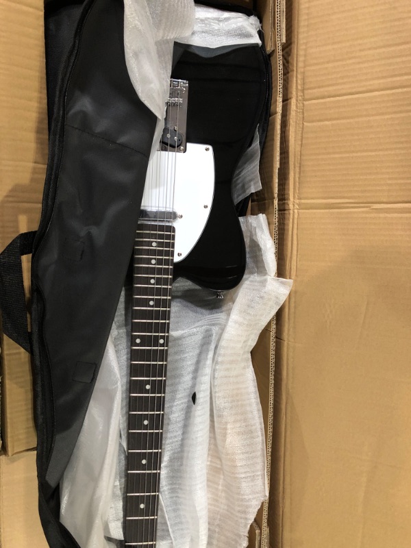 Photo 2 of Black Electric Guitar Beginner Kit Full Size 39 Inch Tele Style Guitar, 20W Amplifier 3 Picks, Shoulder Strap, Tuner, Bag Case