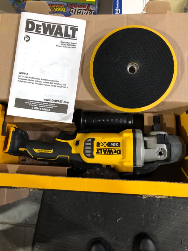 Photo 2 of DEWALT 20V MAX* XR Cordless Polisher, Rotary, Variable Speed, 7-Inch, 180 mm, Tool Only (DCM849B)