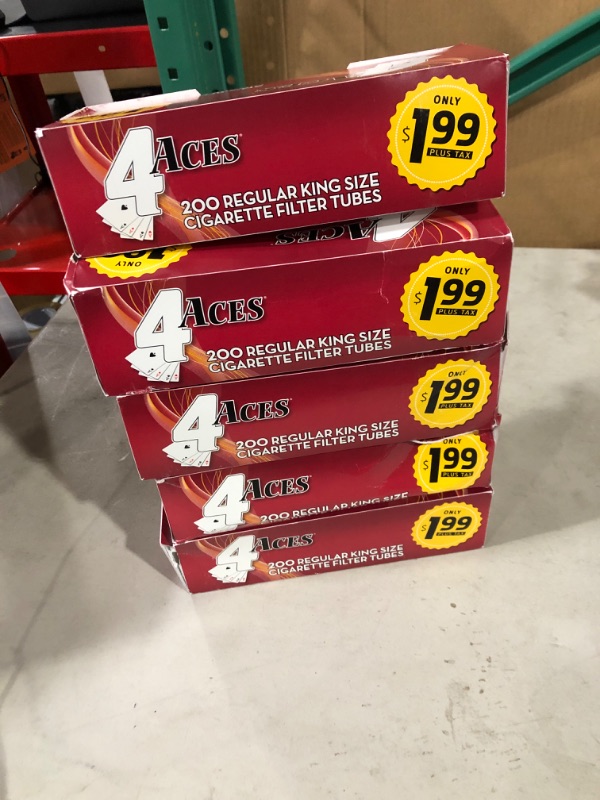 Photo 2 of 4 Aces Regular King Size RYO Cigarette Tubes 200ct Box (5 Boxes)