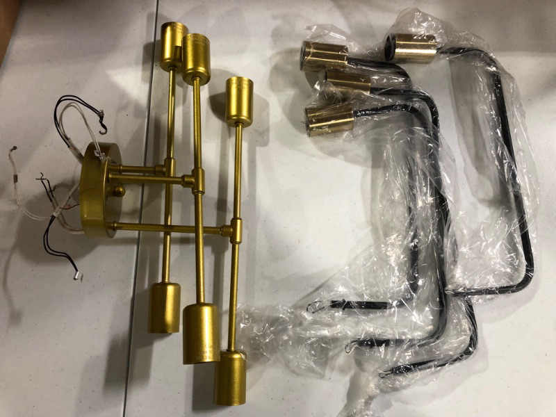 Photo 1 of Soilsiu Modern Sputnik Chandelier Ceiling Light Fixture, 6-Light Gold 