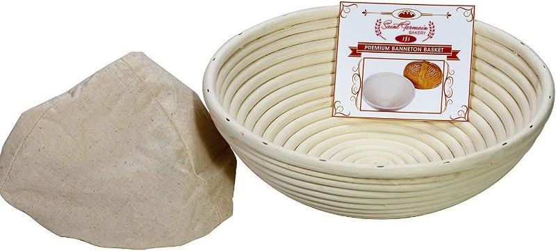 Photo 1 of Saint Germain Bakery Premium Round Bread Banneton Basket with Liner - Perfect Brotform Proofing Basket for Making Beautiful Bread (10 inch)
