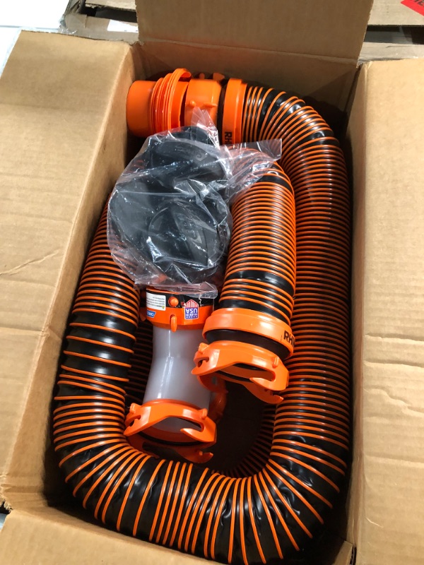 Photo 2 of RhinoEXTREME 21056 20-Foot Sewer Hose Kit for RVs with Tandem Holding Tanks - Ready-to-Use Kit - Includes 4-in-1 Adapter, Storage Caps and Swivel Wye Fitting