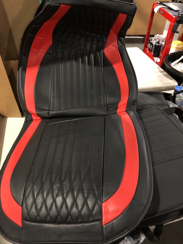 Photo 3 of OMOKA AUTO Car Seat Covers with Waterproof Faux Leather for Cars SUV Pickup Truck Custom Fit for 2015 to 2022 Ford F150 (5 pcs Full seat/Black Red)