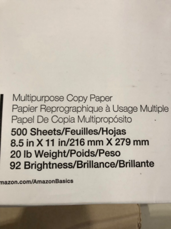 Photo 3 of Amazon Basics Multipurpose Copy Printer Paper, 8.5 x 11 Inch 20Lb Paper - 8 Ream Case