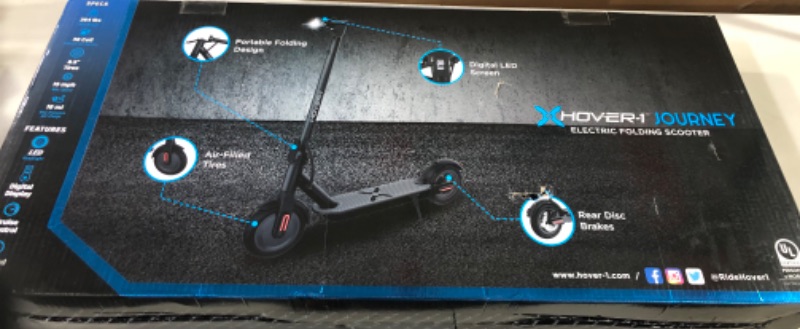 Photo 2 of **PARTS ONLY** Hover-1 Journey Electric Scooter | 14MPH, 16 Mile Range, 5HR Charge, LCD Display, 8.5 Inch High-Grip Tires, 220LB Max Weight, Cert. & Tested - Safe for Kids, Teens, Adults Black