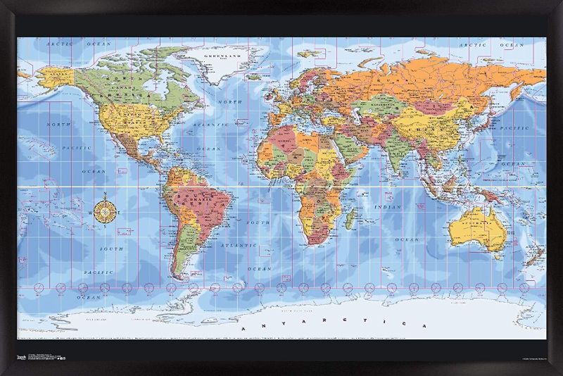 Photo 1 of Trends International Map - World Time Zones Wall Poster