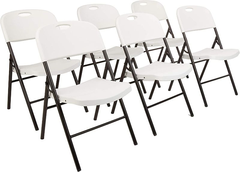 Photo 1 of Amazon Basics Folding Plastic Chair with 350-Pound Capacity - 6-Pack, White