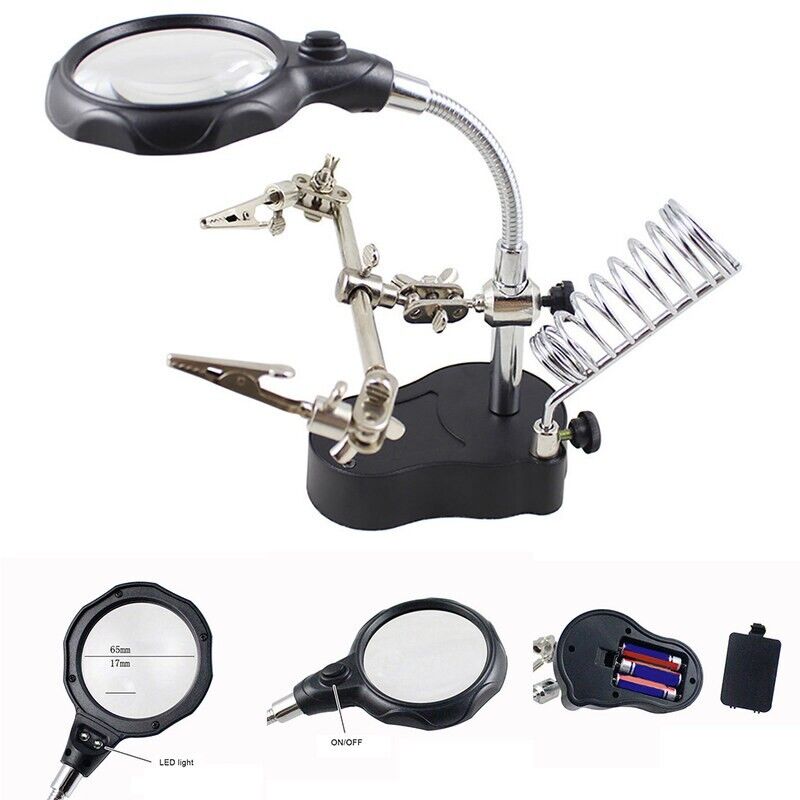 Photo 1 of LED Desktop Welding Magnifier Alligator Clip Adjustable Helping Hand Soldering