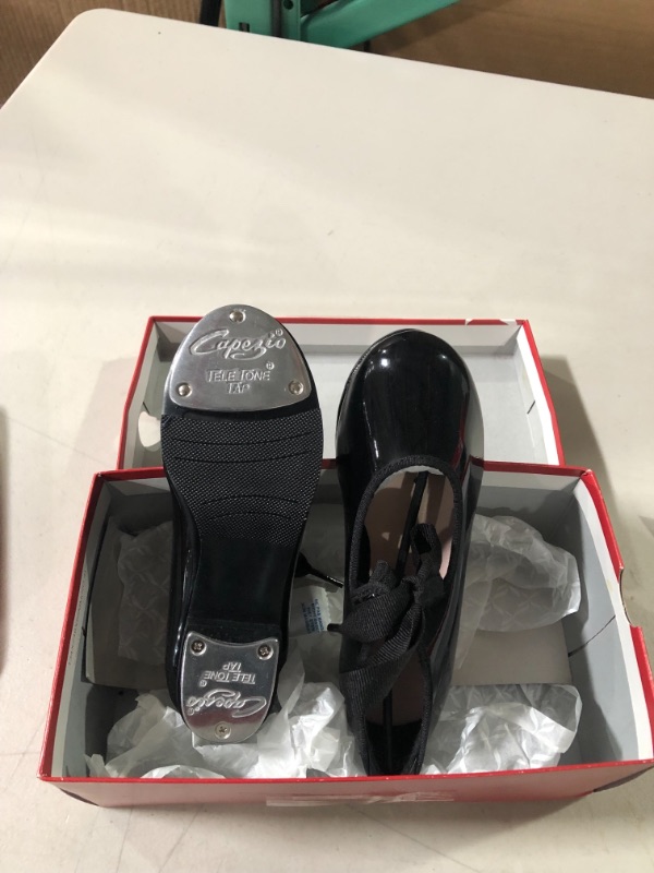 Photo 2 of Capezio Unisex-Child Jr. Tyette Tap Shoe Dance Little Kid (4-8 Years) 12.5 Wide Little Kid Black Patent