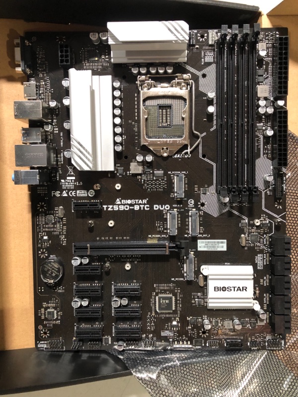 Photo 3 of Biostar TZ590-BTC (Intel 10th and 11th Gen) LGA 1200 Intel Z590 9 GPU Support GPU Mining Motherboard.