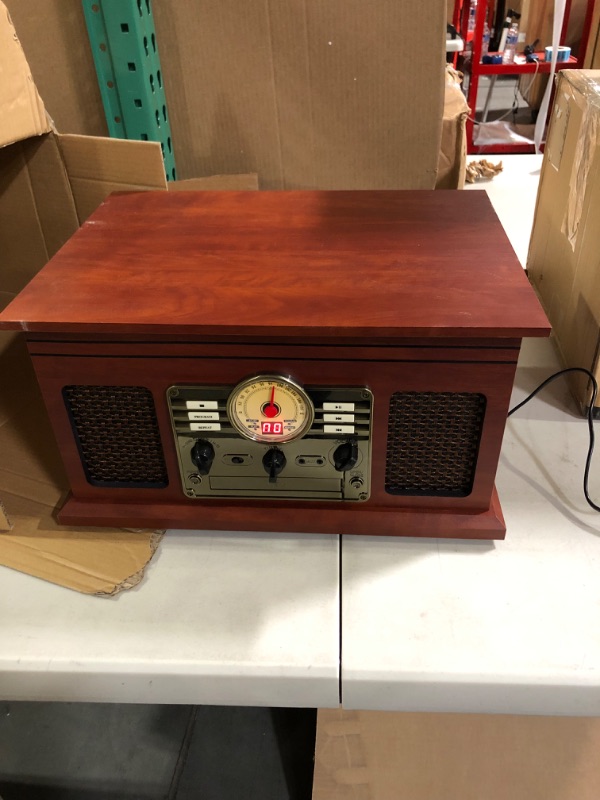 Photo 2 of Victrola Nostalgic 6-in-1 Bluetooth Record Player & Multimedia Center with Built-in Speakers Mahogany 