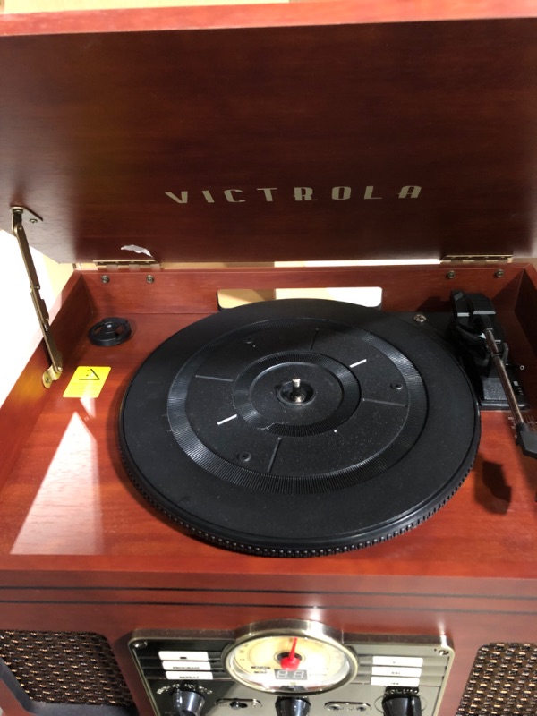 Photo 4 of Victrola Nostalgic 6-in-1 Bluetooth Record Player & Multimedia Center with Built-in Speakers Mahogany 