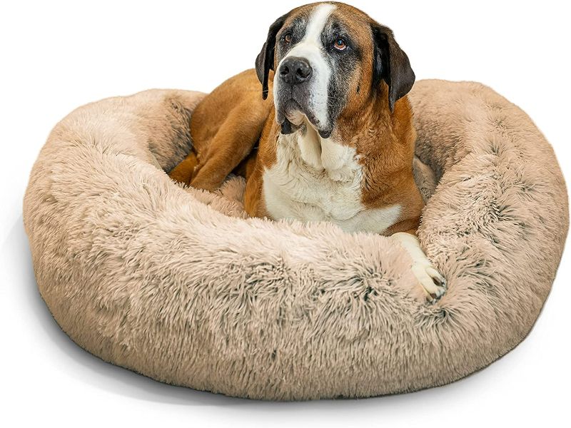 Photo 1 of Best Friends by Sheri The Original Calming Donut Cat and Dog Bed in Shag Fur Taupe