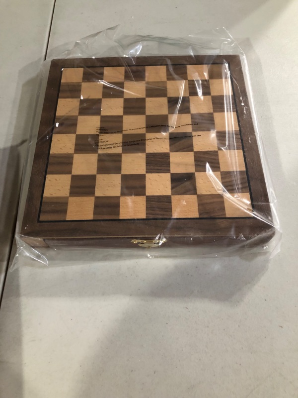 Photo 2 of Classic Strategy Chess Board Game Set - Inlaid Wood Magnetic Chess Board with Storage Drawer for Hand-Carved Staunton Chessmen by Trademark Games Walnut