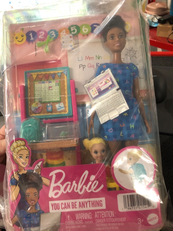 Photo 1 of Barbie Teacher Doll ,Toddler Doll Flip Board, Laptop, Backpack, Toddler Desk, Pet Turtle, Great Gift for Ages 3 Years Old & Up