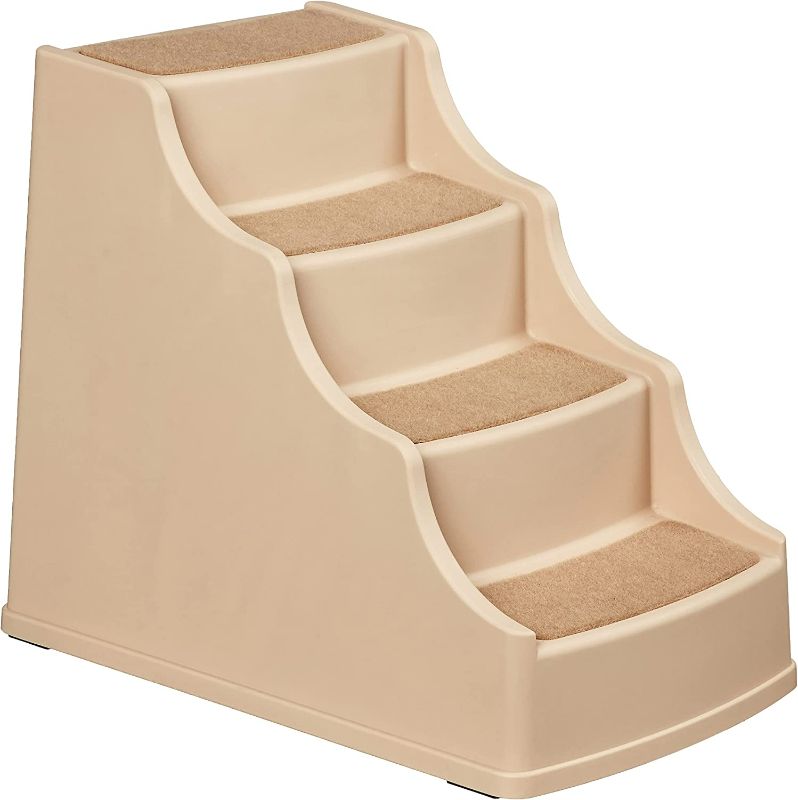 Photo 2 of Amazon Basics 4 Step Non Slip Pet Stairs for Dogs and Cats, Tan