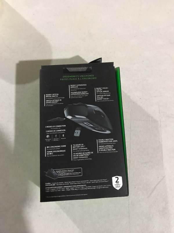 Photo 3 of Razer DeathAdder V2 Pro Wireless Gaming Mouse: 20K DPI Optical Sensor - 3X Faster Than Mechanical Optical Switch - Chroma RGB Lighting - 70 Hr Battery Life - 8 Programmable Buttons - Classic Black