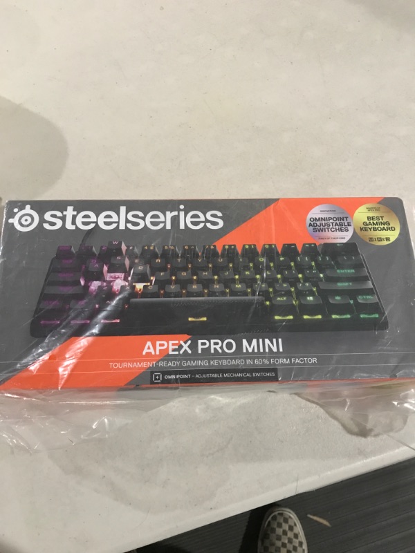 Photo 2 of SteelSeries Apex Pro Mini Mechanical Gaming Keyboard – World’s Fastest Keyboard – Adjustable Actuation – Compact 60% Form Factor – RGB – PBT Keycaps – USB-C