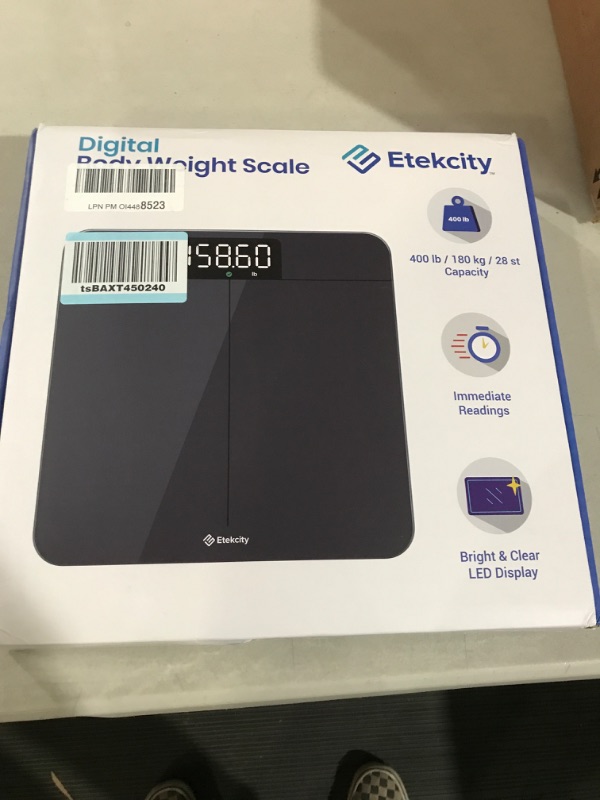 Photo 1 of Etekcity Scale for Body Weight, Digital Bathroom Scale for People, Accurate to 0.02kg/0.05lb & Large LED Display, Weight Verification, Tempered Glass, 400 lbs