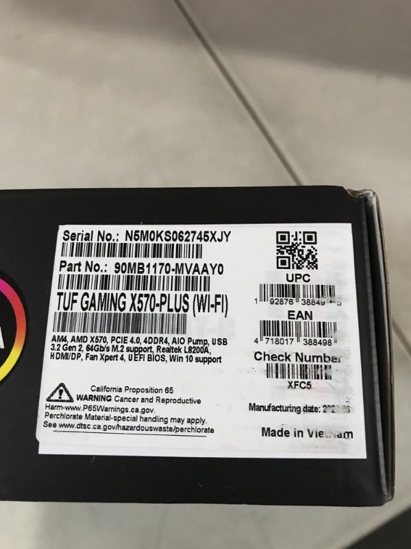 Photo 2 of ASUS AM4 TUF Gaming X570-Plus (Wi-Fi) AM4 Zen 3 Ryzen 5000 & 3rd Gen Ryzen ATX Motherboard with PCIe 4.0, Dual M.2, 12+2 with Dr. MOS Power Stage