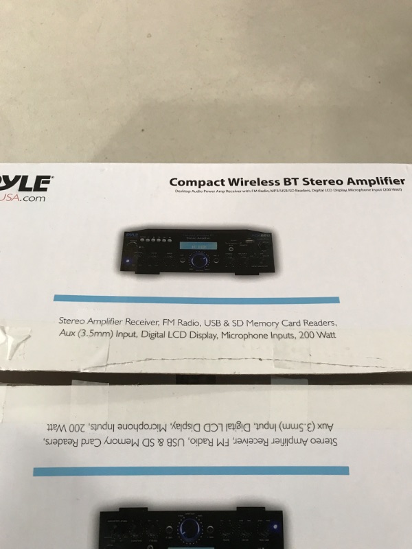 Photo 3 of Pyle PDA6BU.6 - Wireless Bluetooth Power Amplifier System - 200W Dual Channel Sound Audio Stereo Receiver w/ USB, SD, AUX, MIC w/ Echo, Radio, LCD - For Home Theater Entertainment via RCA, Studio Use 2 channel amplifier